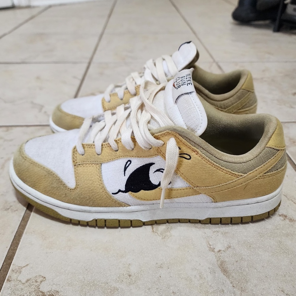Nike Dunk Low Sun Club Yellow White Canvas Sustainable Sneakers Mens 8.5 - Picture 4 of 9